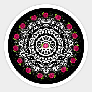 MANDALA ART WITH A TWIST OF ROSE Sticker